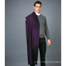 Écharpe 100% en laine pour hommes en écharpe jacquard en laine de couleur unie